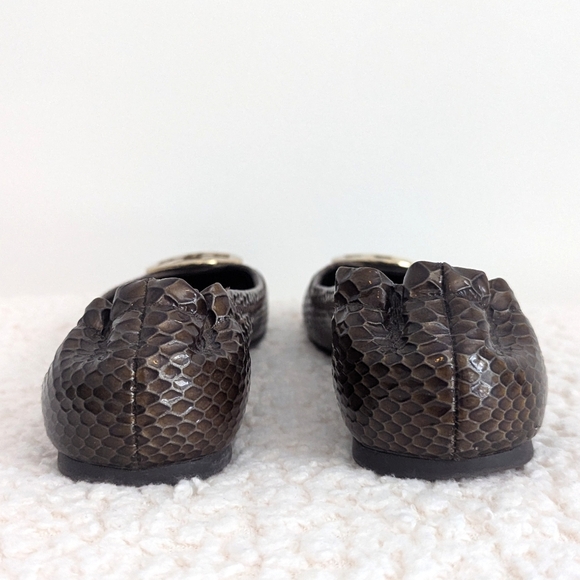 Tory Burch Ballet Flats in Brown Snakeskin-Embossed Genuine Leather - Picture 4 of 12